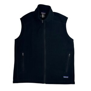 Patagonia Synchilla Fleece Vest Mens XL Black Full Zip NBC News Logo